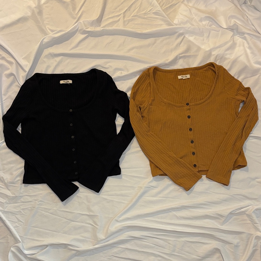 Madewell Pair of Ribbed Cardigan Crop Tee - Size M